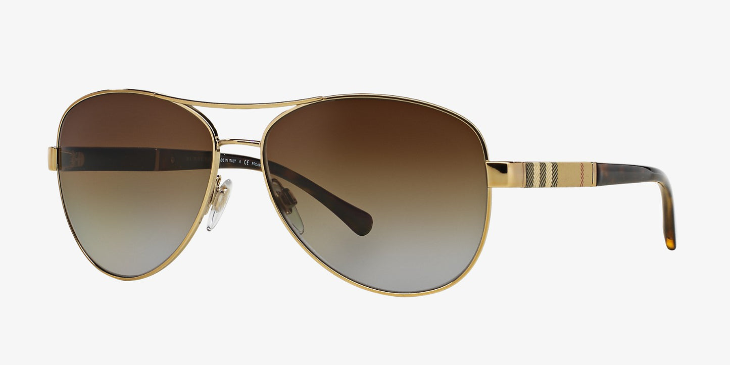 Burberry BE 3080 Light Gold/Brown Polarized Sunglasses