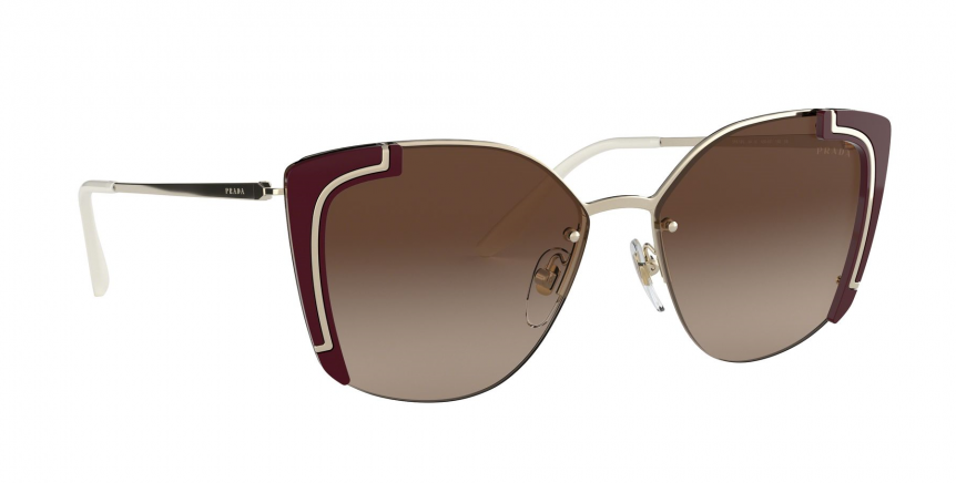 PRADA ORNATE PR 59VS Pale Gold And Burgundy/Brown Sunglasses