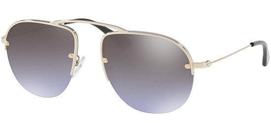 PRADA TEDDY PR 58OS Pale Gold/Violet Brown Mirrored Sunglasses