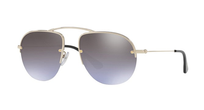 PRADA TEDDY PR 58OS Pale Gold/Violet Brown Mirrored Sunglasses